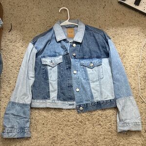 GAP Two-Tone Patchwork Denim Jacket - Light & Dark Blue